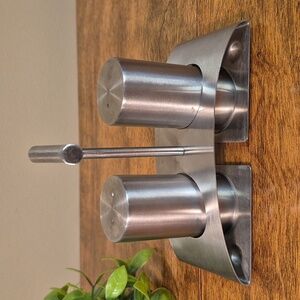 VINTAGE Stainless Steel Salt And Pepper Shaker Set With Caddy
